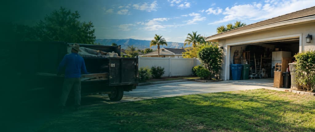 Residential property in Hemet ready for a junk removal cleanout