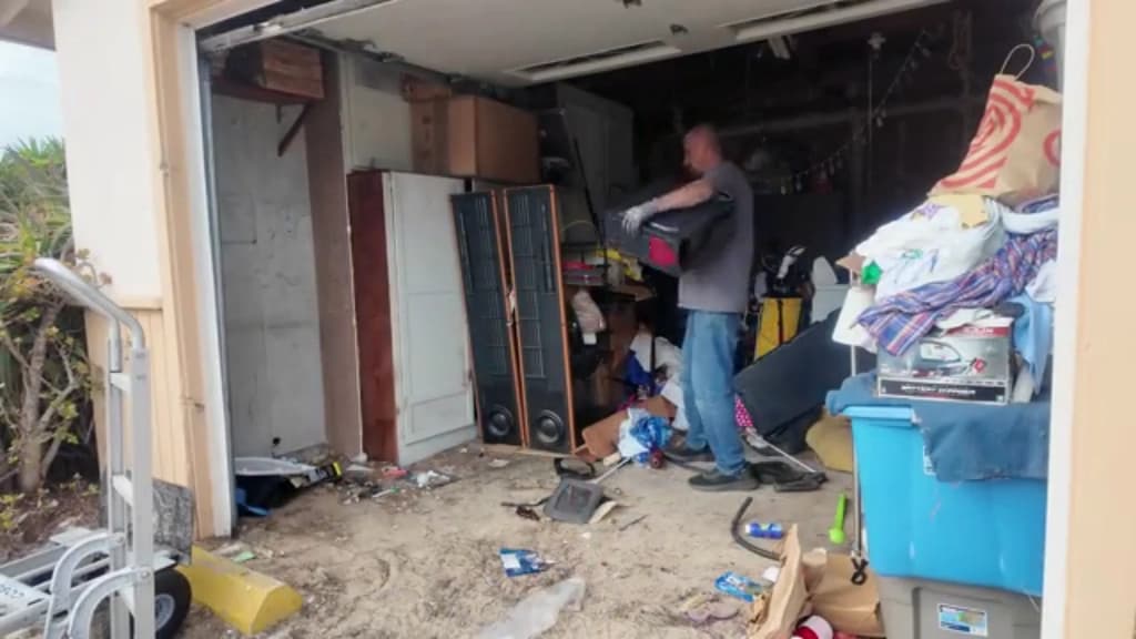 Old televisions, computer towers and cables cleared from a Hemet garage